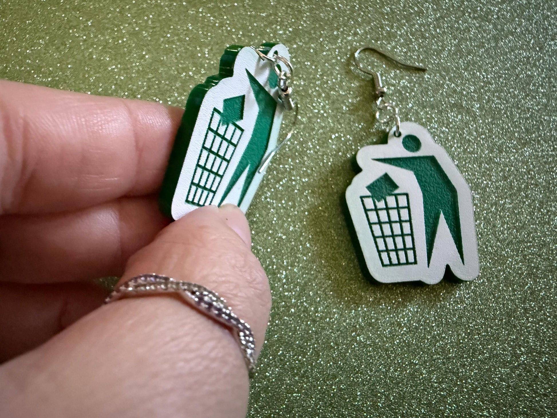 Recycling Earrings: Laser Cut Acrylic Recycle Symbols Man Recycling Icon, Earth Day, Green Earrings, Environment Best Gifts for Her/Him/Them