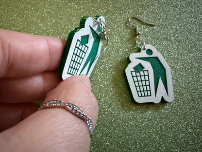 Recycling Earrings: Laser Cut Acrylic Recycle Symbols Man Recycling Icon, Earth Day, Green Earrings, Environment Best Gifts for Her/Him/Them