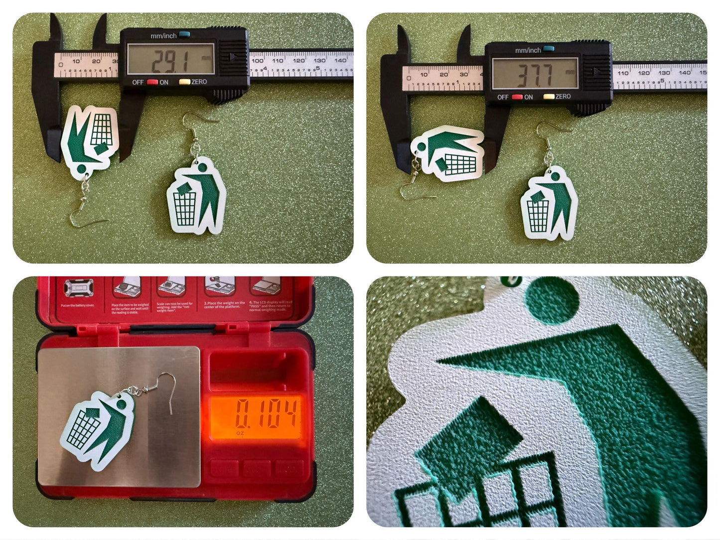 Recycling Earrings: Laser Cut Acrylic Recycle Symbols Man Recycling Icon, Earth Day, Green Earrings, Environment Best Gifts for Her/Him/Them