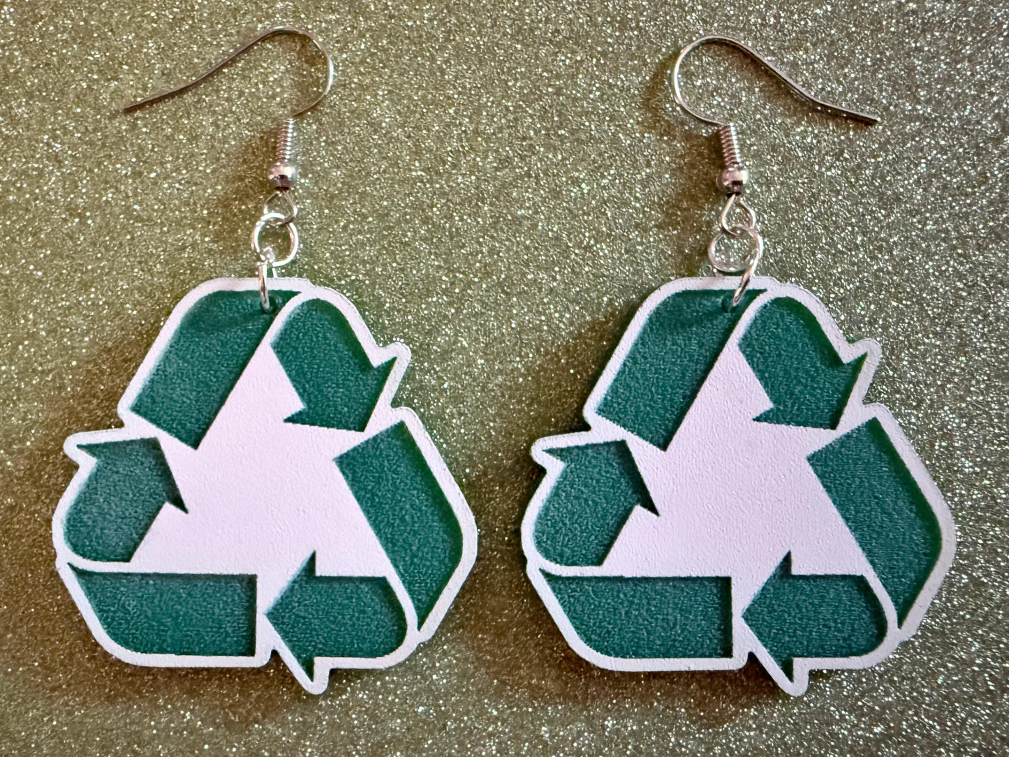 Recycling Earrings: Laser Cut Acrylic Recycle Symbols, Recycling Icon, Earth Day, Green Earrings, Environment Best Gifts for Her/Him/Them