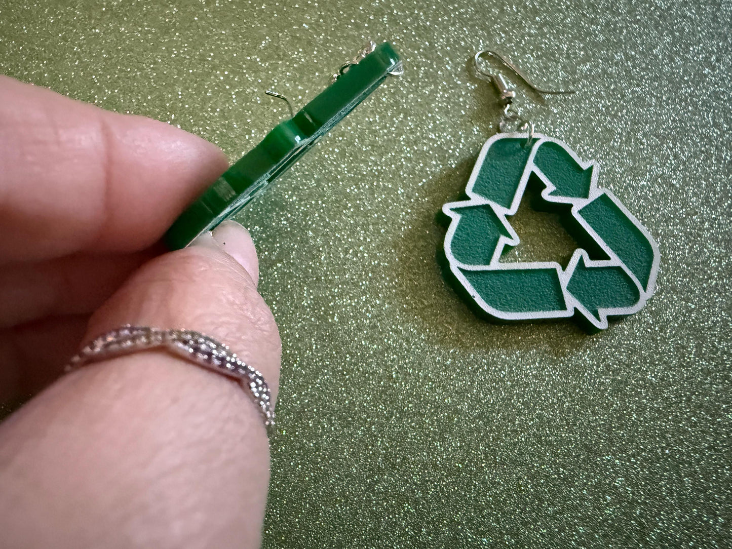 Recycling Earrings: Laser Cut Acrylic Recycle Symbols, Recycling Icon, Earth Day, Green Earrings, Environment Best Gifts for Her/Him/Them