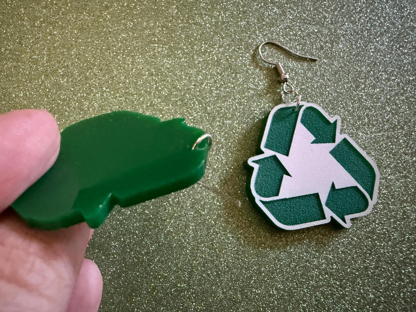 Recycling Earrings: Laser Cut Acrylic Recycle Symbols, Recycling Icon, Earth Day, Green Earrings, Environment Best Gifts for Her/Him/Them