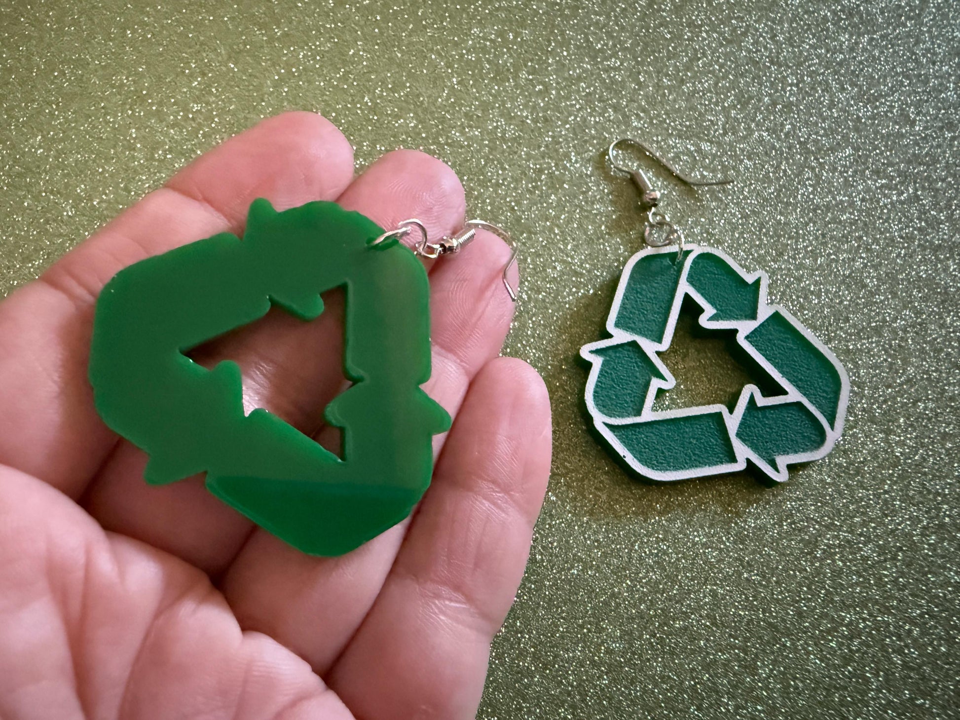 Recycling Earrings: Laser Cut Acrylic Recycle Symbols, Recycling Icon, Earth Day, Green Earrings, Environment Best Gifts for Her/Him/Them