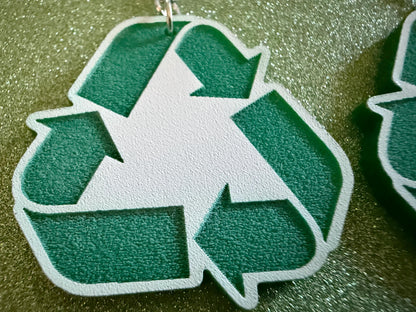 Recycling Earrings: Laser Cut Acrylic Recycle Symbols, Recycling Icon, Earth Day, Green Earrings, Environment Best Gifts for Her/Him/Them