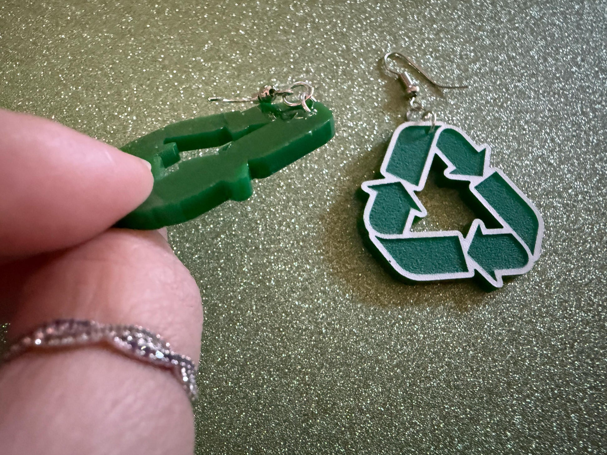 Recycling Earrings: Laser Cut Acrylic Recycle Symbols, Recycling Icon, Earth Day, Green Earrings, Environment Best Gifts for Her/Him/Them