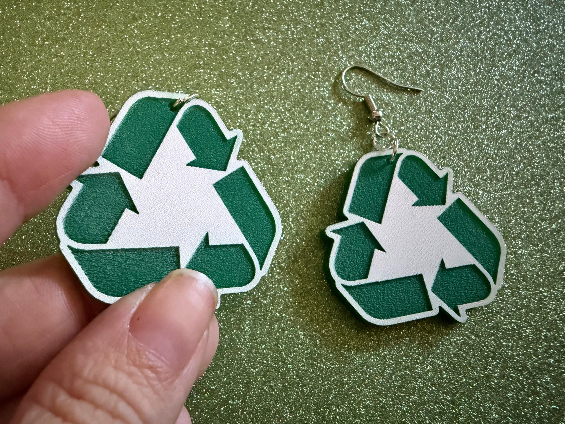 Recycling Earrings: Laser Cut Acrylic Recycle Symbols, Recycling Icon, Earth Day, Green Earrings, Environment Best Gifts for Her/Him/Them