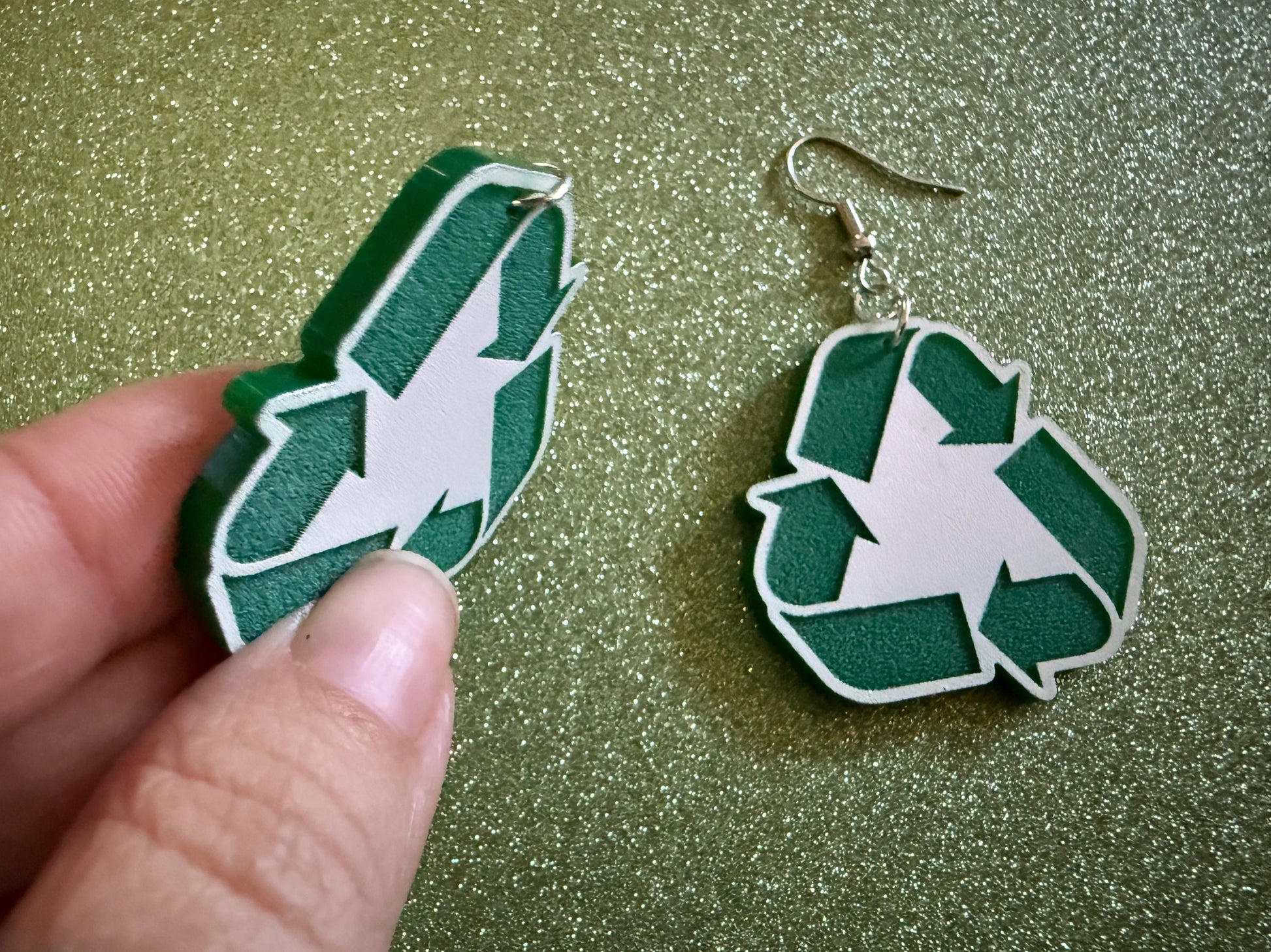 Recycling Earrings: Laser Cut Acrylic Recycle Symbols, Recycling Icon, Earth Day, Green Earrings, Environment Best Gifts for Her/Him/Them