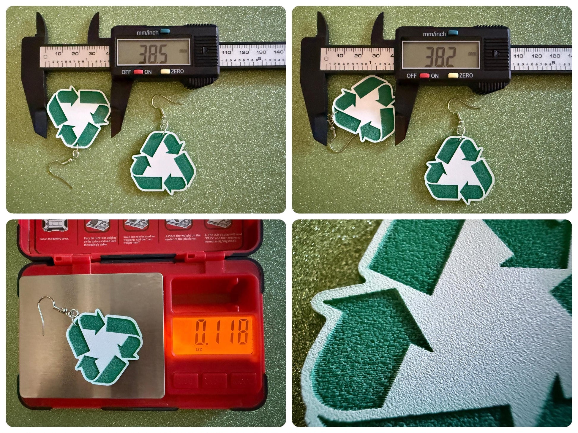 Recycling Earrings: Laser Cut Acrylic Recycle Symbols, Recycling Icon, Earth Day, Green Earrings, Environment Best Gifts for Her/Him/Them