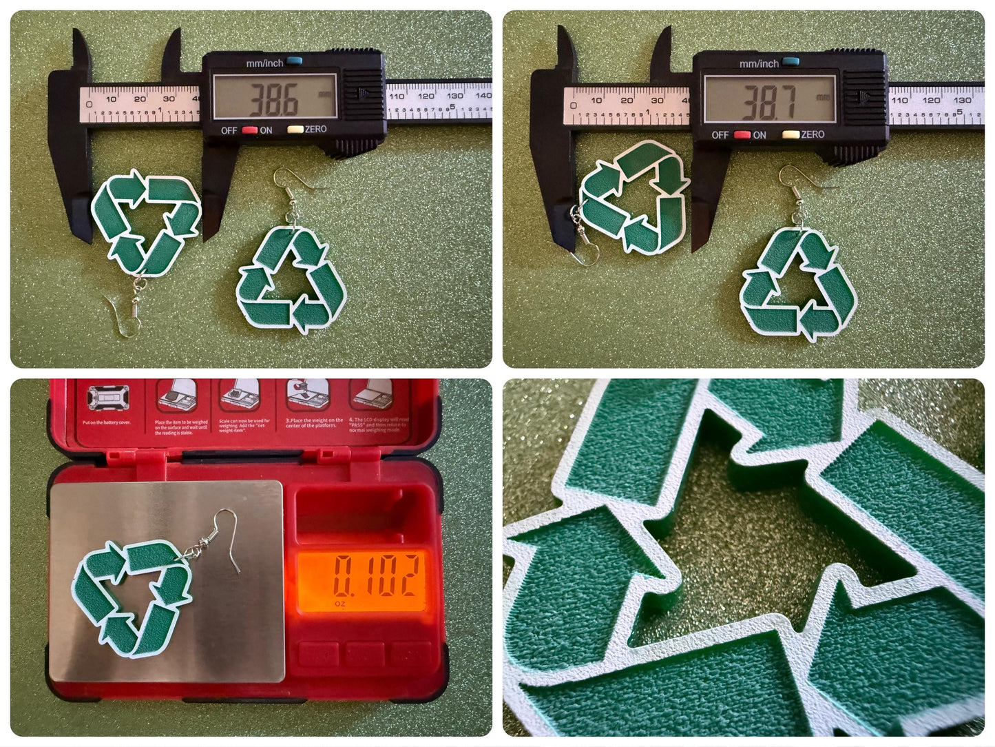 Recycling Earrings: Laser Cut Acrylic Recycle Symbols, Recycling Icon, Earth Day, Green Earrings, Environment Best Gifts for Her/Him/Them