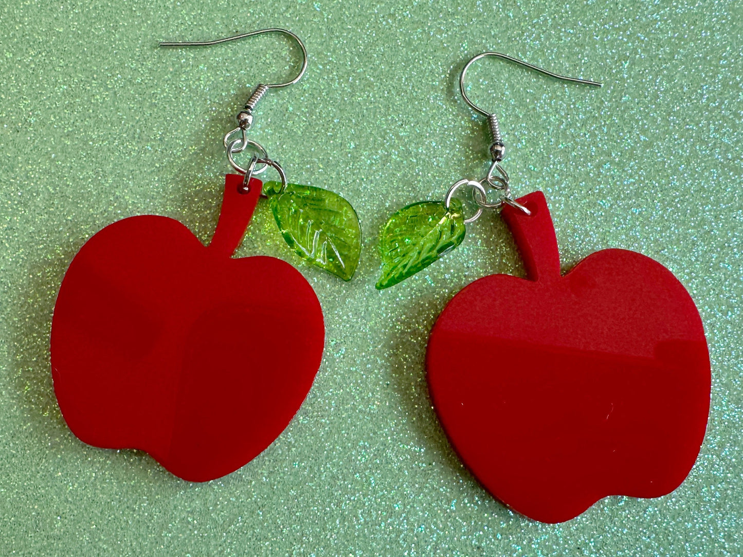 Red Apple Earrings: Laser Cut Acrylic Apples, Fruit, Fall, Food Earrings, Teacher Gift, Red Apples, Best Gifts for Her/Him/Them