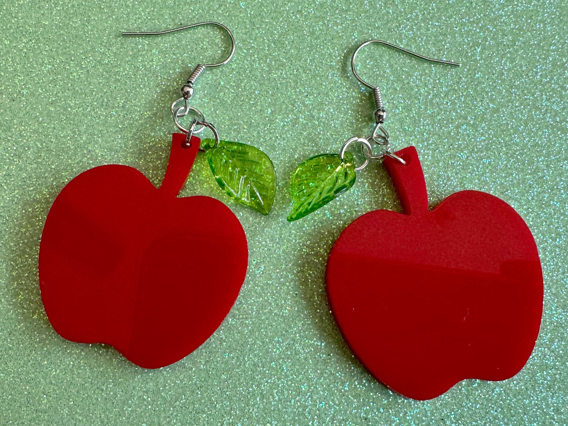 Red Apple Earrings: Laser Cut Acrylic Apples, Fruit, Fall, Food Earrings, Teacher Gift, Red Apples, Best Gifts for Her/Him/Them