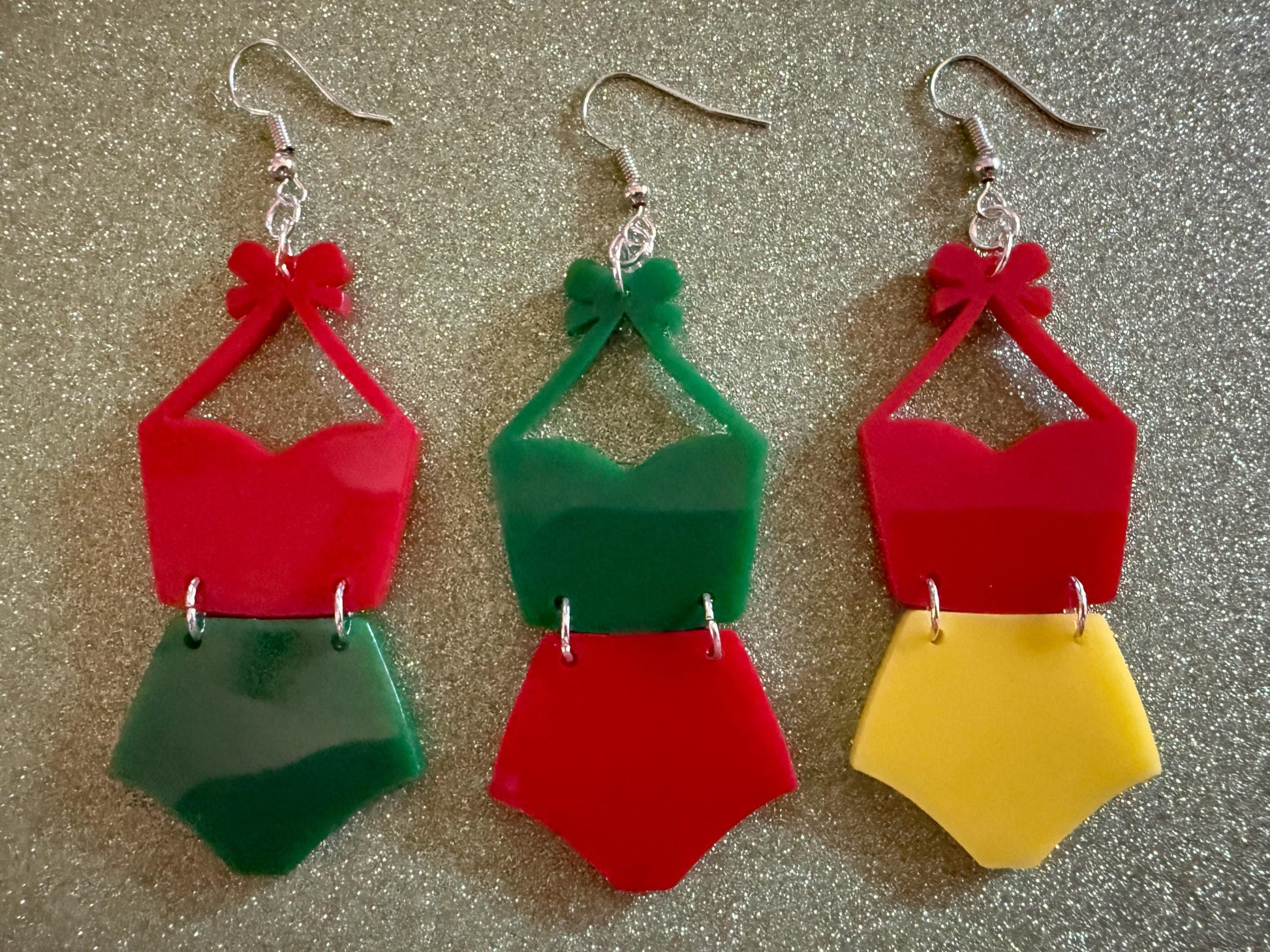 Red Bathing Suit Earrings: Laser Cut Acrylic Swimsuit Earrings, Beach, Swim, Swimming Lifeguard, Swimmer, Vacay, Best Gifts for Her/Him/Them