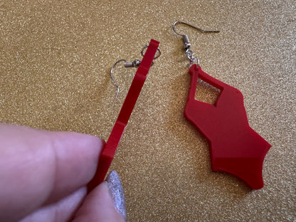 Red Bathing Suit Earrings: Laser Cut Acrylic Swimsuit Earrings, Beach, Swim, Swimming Lifeguard, Swimmer, Vacay, Best Gifts for Her/Him/Them