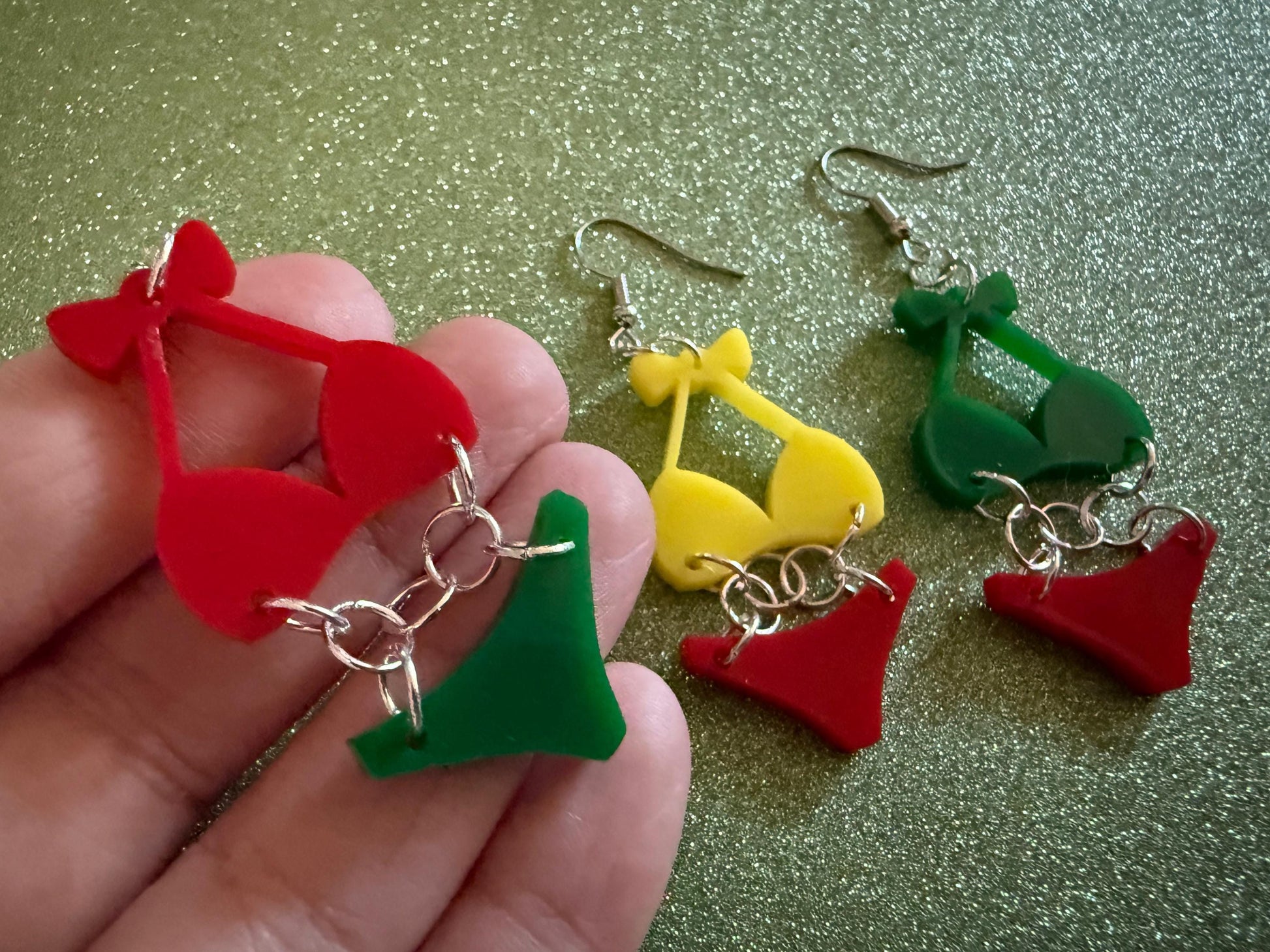 Red Bathing Suit Earrings: Laser Cut Acrylic Swimsuit Earrings, Beach, Swim, Swimming Lifeguard, Swimmer, Vacay, Best Gifts for Her/Him/Them