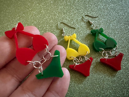 Red Bathing Suit Earrings: Laser Cut Acrylic Swimsuit Earrings, Beach, Swim, Swimming Lifeguard, Swimmer, Vacay, Best Gifts for Her/Him/Them