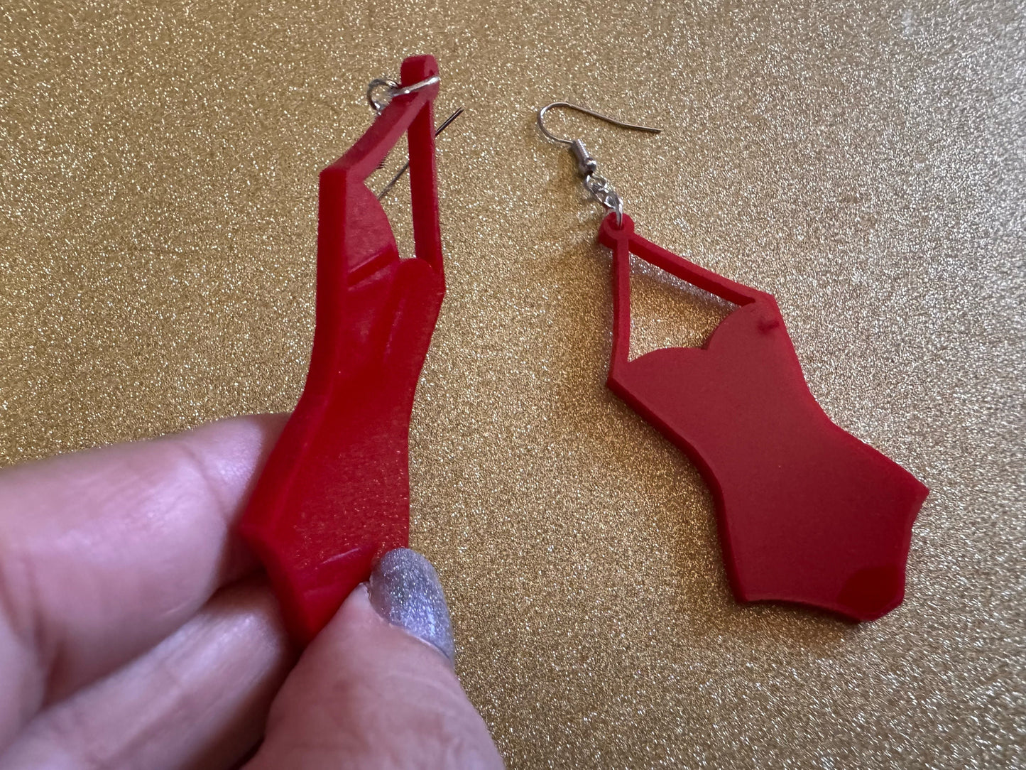 Red Bathing Suit Earrings: Laser Cut Acrylic Swimsuit Earrings, Beach, Swim, Swimming Lifeguard, Swimmer, Vacay, Best Gifts for Her/Him/Them