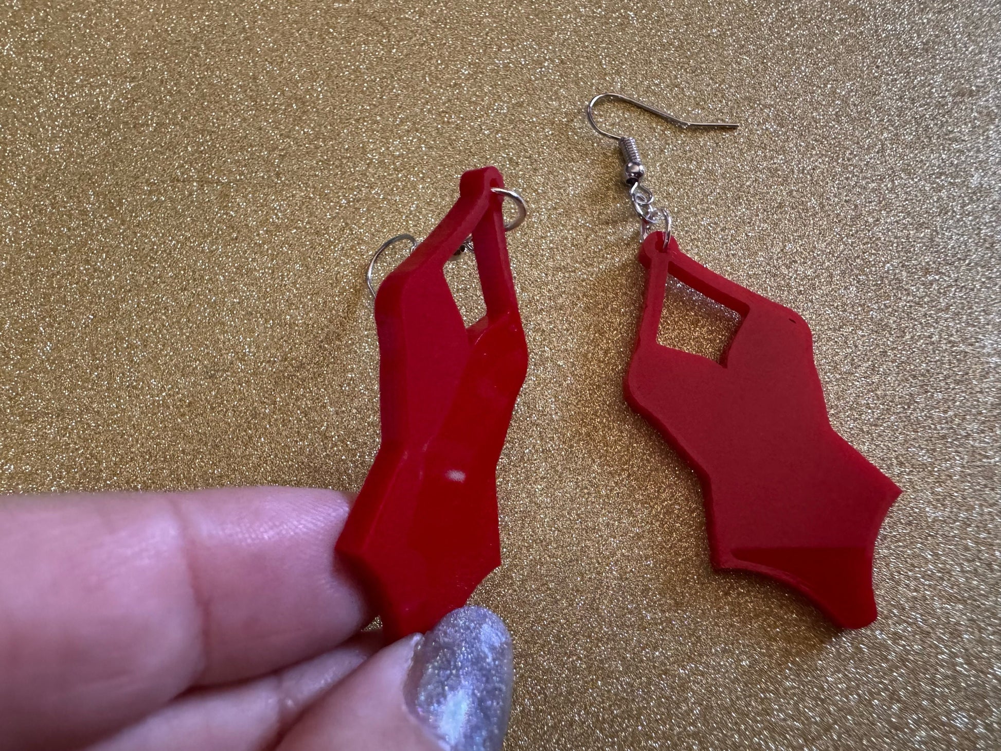 Red Bathing Suit Earrings: Laser Cut Acrylic Swimsuit Earrings, Beach, Swim, Swimming Lifeguard, Swimmer, Vacay, Best Gifts for Her/Him/Them