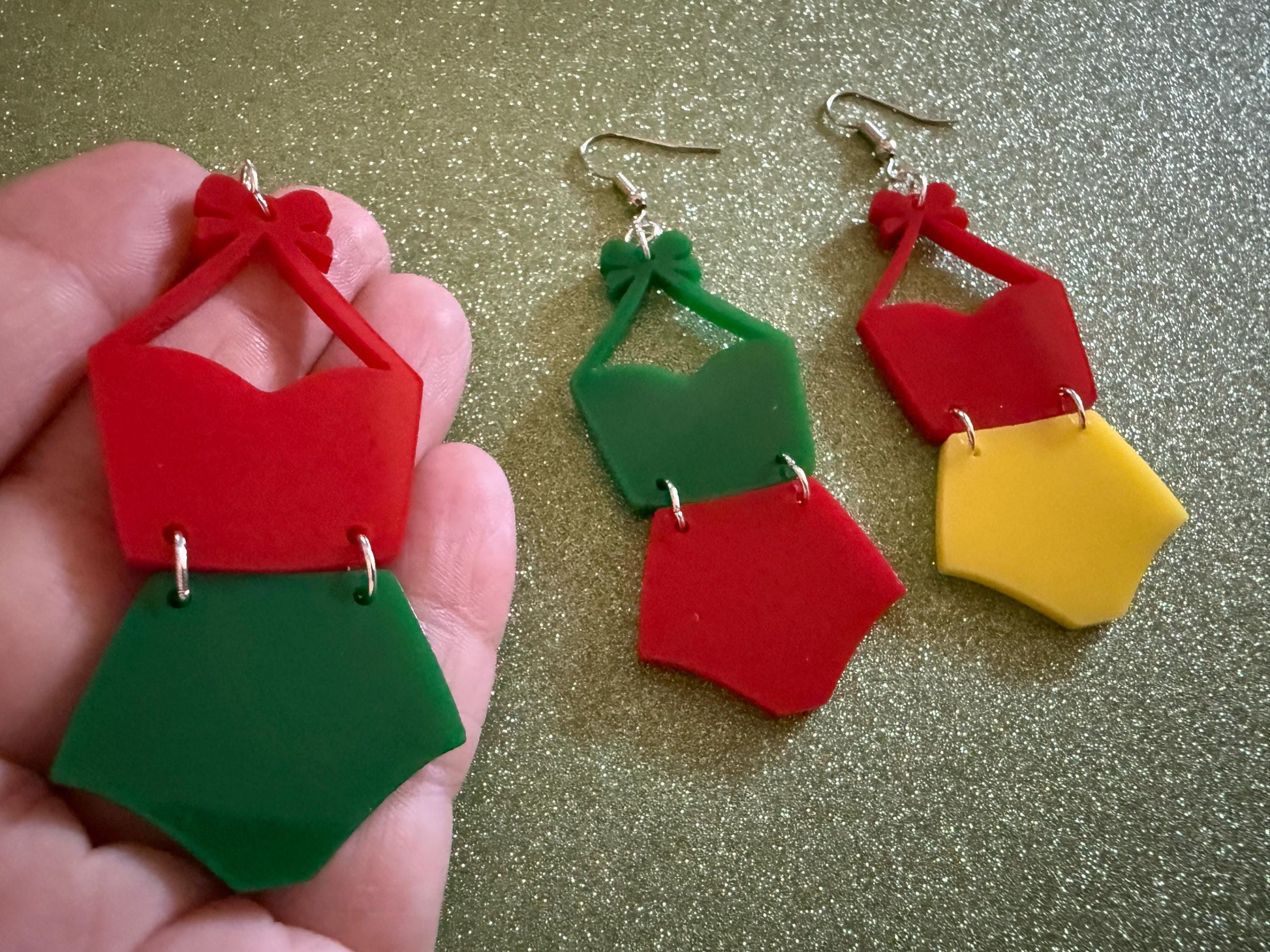 Red Bathing Suit Earrings: Laser Cut Acrylic Swimsuit Earrings, Beach, Swim, Swimming Lifeguard, Swimmer, Vacay, Best Gifts for Her/Him/Them