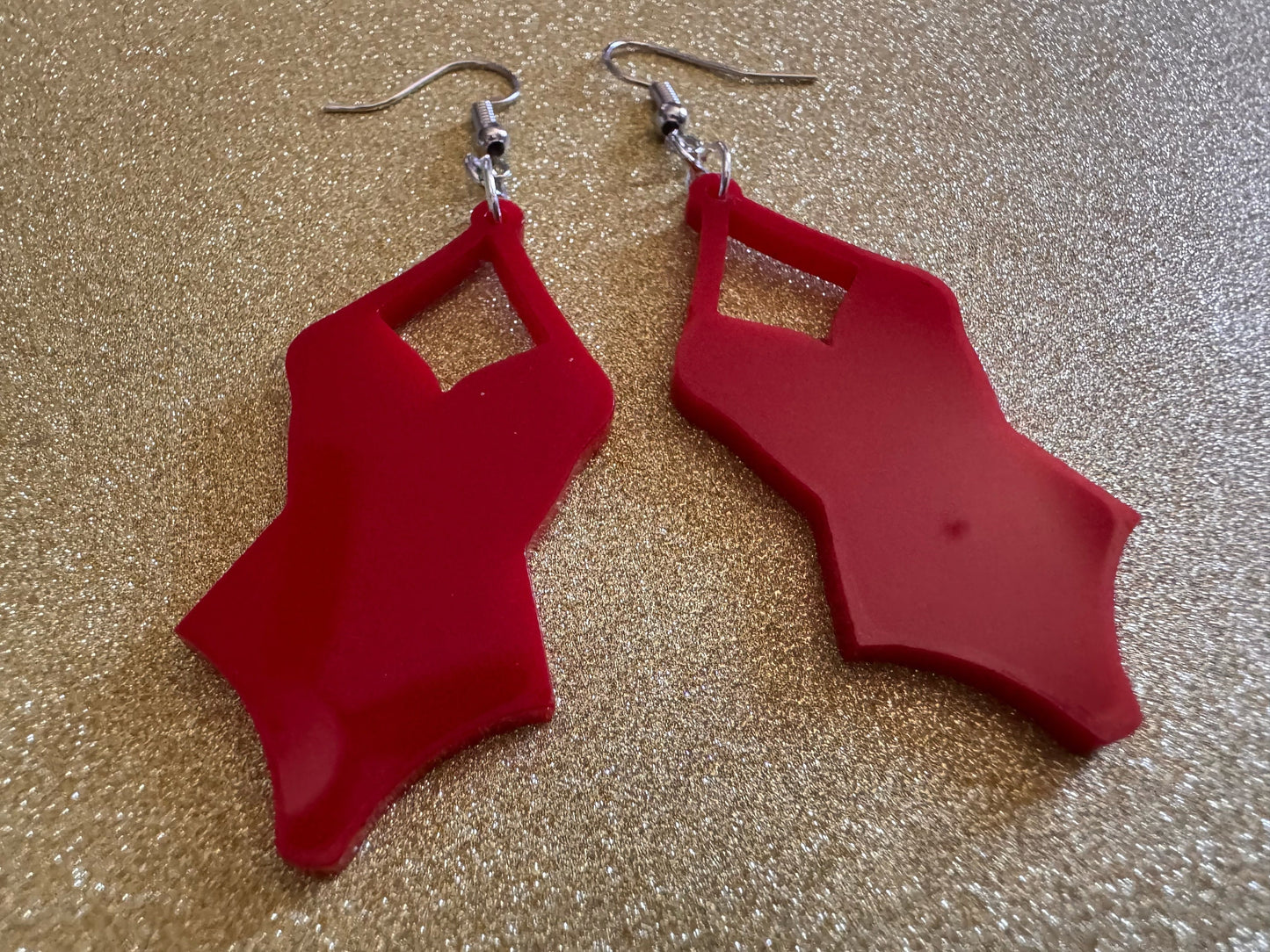 Red Bathing Suit Earrings: Laser Cut Acrylic Swimsuit Earrings, Beach, Swim, Swimming Lifeguard, Swimmer, Vacay, Best Gifts for Her/Him/Them