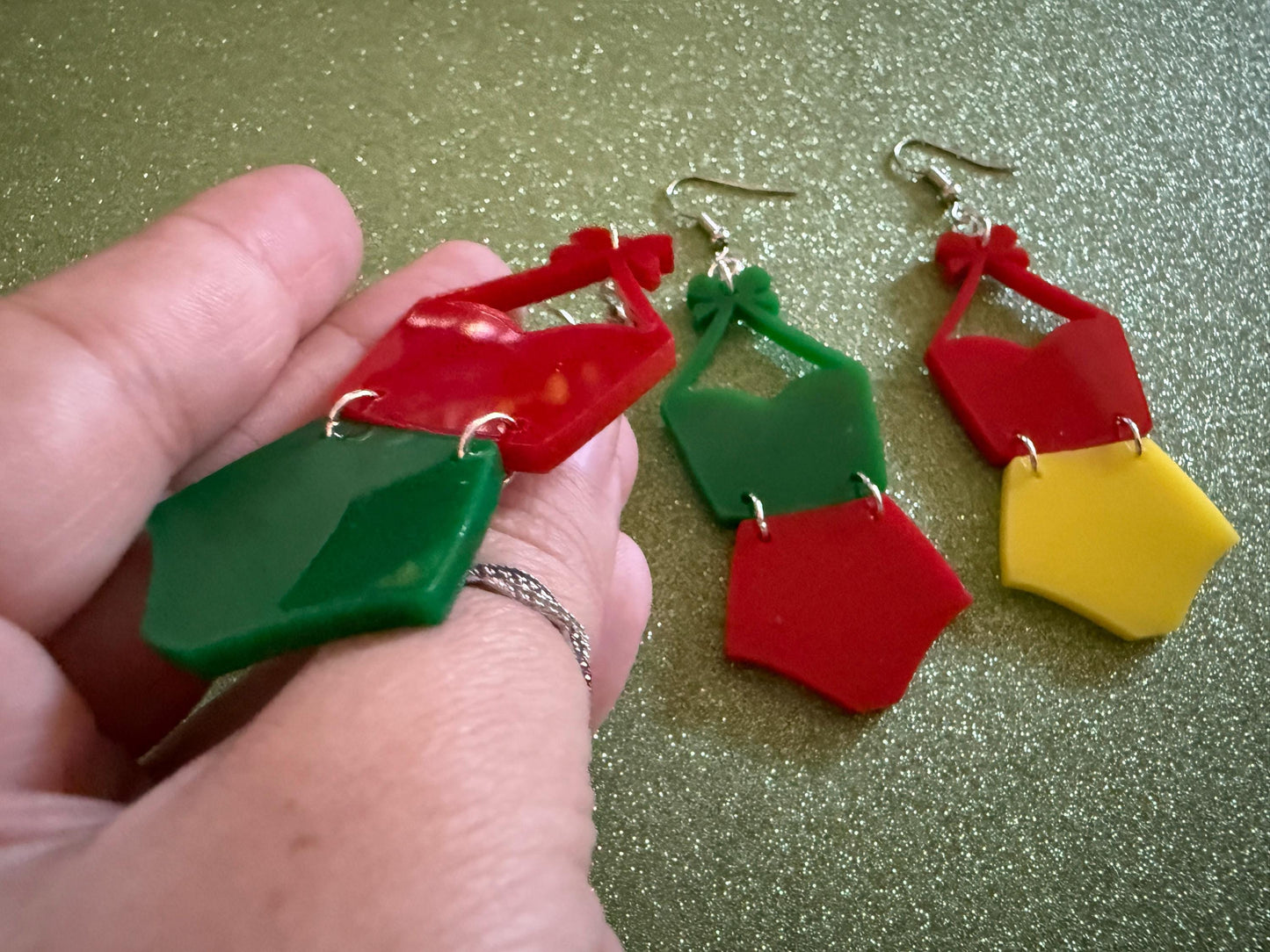 Red Bathing Suit Earrings: Laser Cut Acrylic Swimsuit Earrings, Beach, Swim, Swimming Lifeguard, Swimmer, Vacay, Best Gifts for Her/Him/Them