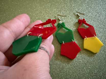 Red Bathing Suit Earrings: Laser Cut Acrylic Swimsuit Earrings, Beach, Swim, Swimming Lifeguard, Swimmer, Vacay, Best Gifts for Her/Him/Them