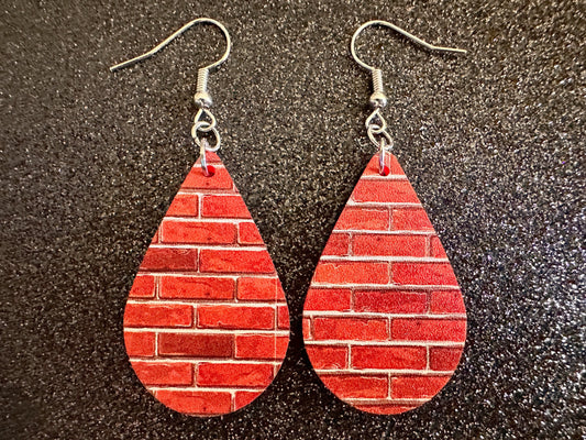 Red Brick Earrings: Laser Cut Acrylic Bricks, Brick Wall, Construction, Brick, Architecture, Building, Preppy, Best Gifts for Her/Him/Them