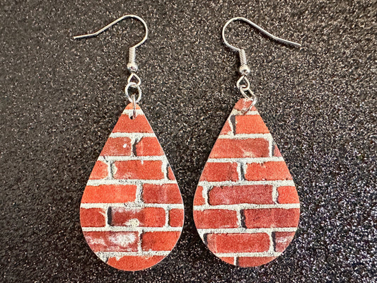 Red Brick Earrings: Laser Cut Acrylic Bricks, Brick Wall, Construction, Brick, Architecture, Building, Preppy, Best Gifts for Her/Him/Them
