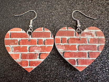 Red Brick Earrings: Laser Cut Acrylic Bricks, Brick Wall, Construction, Brick, Architecture, Building, Preppy, Best Gifts for Her/Him/Them