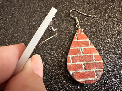 Red Brick Earrings: Laser Cut Acrylic Bricks, Brick Wall, Construction, Brick, Architecture, Building, Preppy, Best Gifts for Her/Him/Them