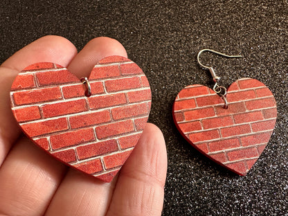 Red Brick Earrings: Laser Cut Acrylic Bricks, Brick Wall, Construction, Brick, Architecture, Building, Preppy, Best Gifts for Her/Him/Them