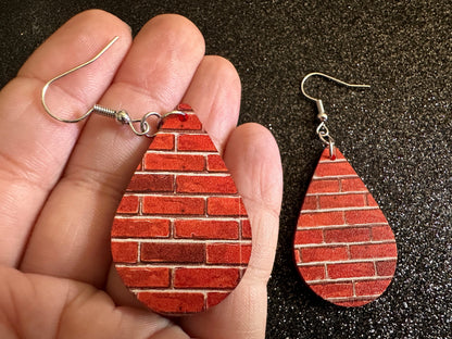 Red Brick Earrings: Laser Cut Acrylic Bricks, Brick Wall, Construction, Brick, Architecture, Building, Preppy, Best Gifts for Her/Him/Them