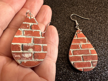 Red Brick Earrings: Laser Cut Acrylic Bricks, Brick Wall, Construction, Brick, Architecture, Building, Preppy, Best Gifts for Her/Him/Them