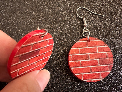 Red Brick Earrings: Laser Cut Acrylic Bricks, Brick Wall, Construction, Brick, Architecture, Building, Preppy, Best Gifts for Her/Him/Them