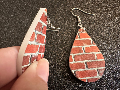 Red Brick Earrings: Laser Cut Acrylic Bricks, Brick Wall, Construction, Brick, Architecture, Building, Preppy, Best Gifts for Her/Him/Them
