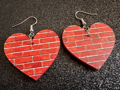 Red Brick Earrings: Laser Cut Acrylic Bricks, Brick Wall, Construction, Brick, Architecture, Building, Preppy, Best Gifts for Her/Him/Them