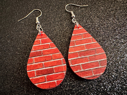 Red Brick Earrings: Laser Cut Acrylic Bricks, Brick Wall, Construction, Brick, Architecture, Building, Preppy, Best Gifts for Her/Him/Them