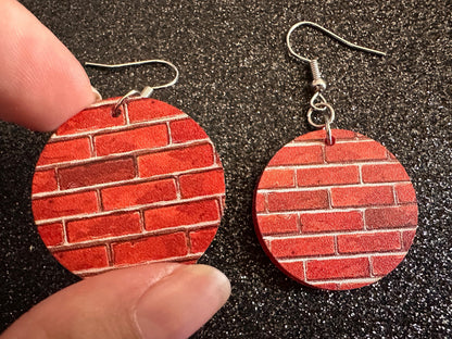 Red Brick Earrings: Laser Cut Acrylic Bricks, Brick Wall, Construction, Brick, Architecture, Building, Preppy, Best Gifts for Her/Him/Them
