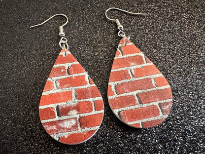 Red Brick Earrings: Laser Cut Acrylic Bricks, Brick Wall, Construction, Brick, Architecture, Building, Preppy, Best Gifts for Her/Him/Them