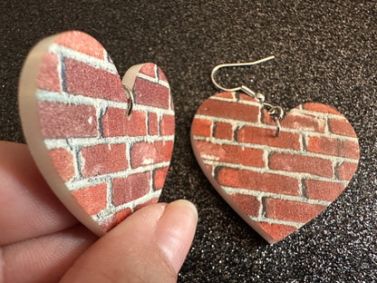 Red Brick Earrings: Laser Cut Acrylic Bricks, Brick Wall, Construction, Brick, Architecture, Building, Preppy, Best Gifts for Her/Him/Them