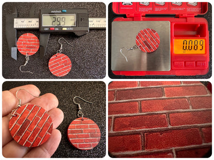Red Brick Earrings: Laser Cut Acrylic Bricks, Brick Wall, Construction, Brick, Architecture, Building, Preppy, Best Gifts for Her/Him/Them