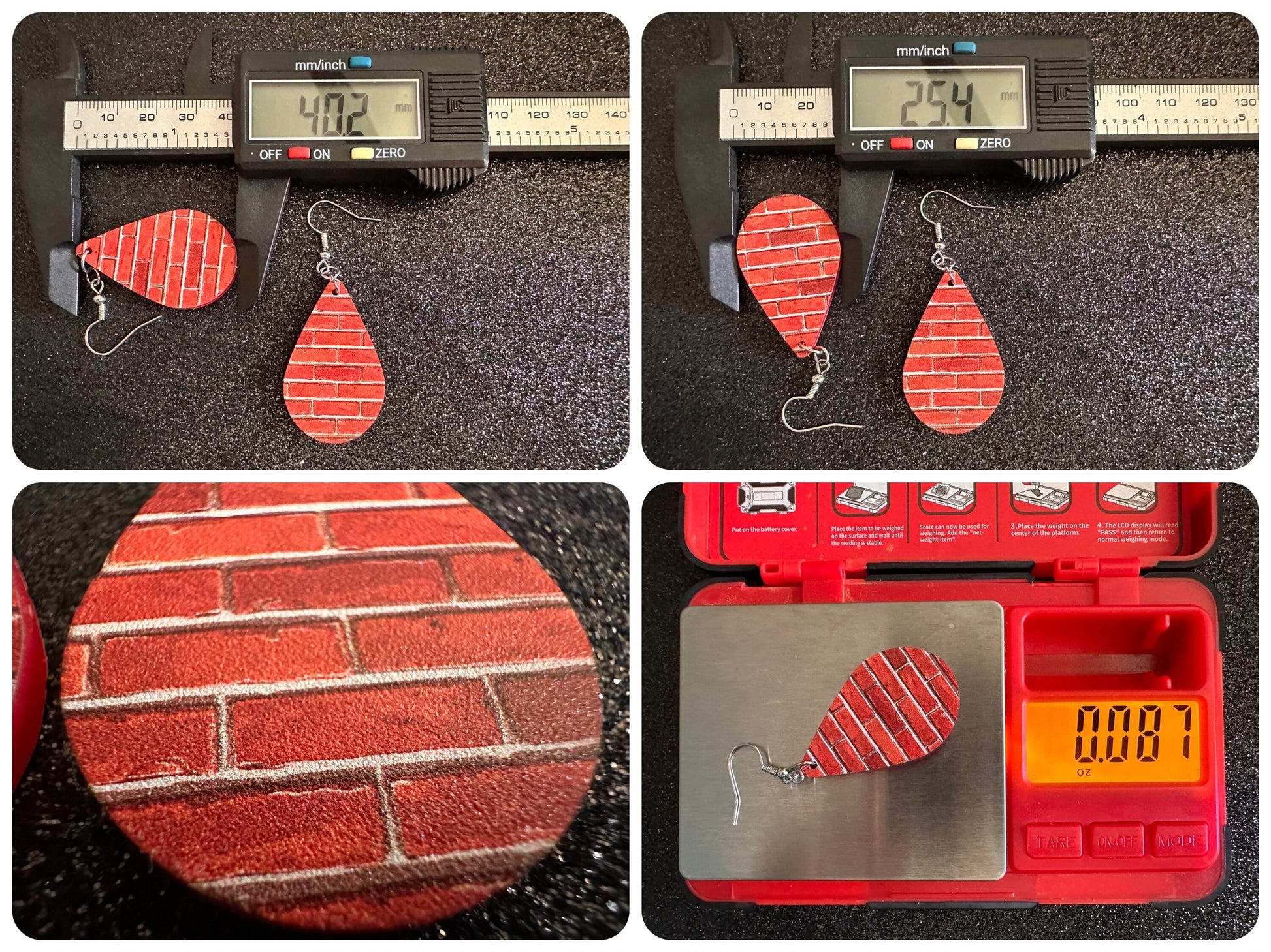 Red Brick Earrings: Laser Cut Acrylic Bricks, Brick Wall, Construction, Brick, Architecture, Building, Preppy, Best Gifts for Her/Him/Them