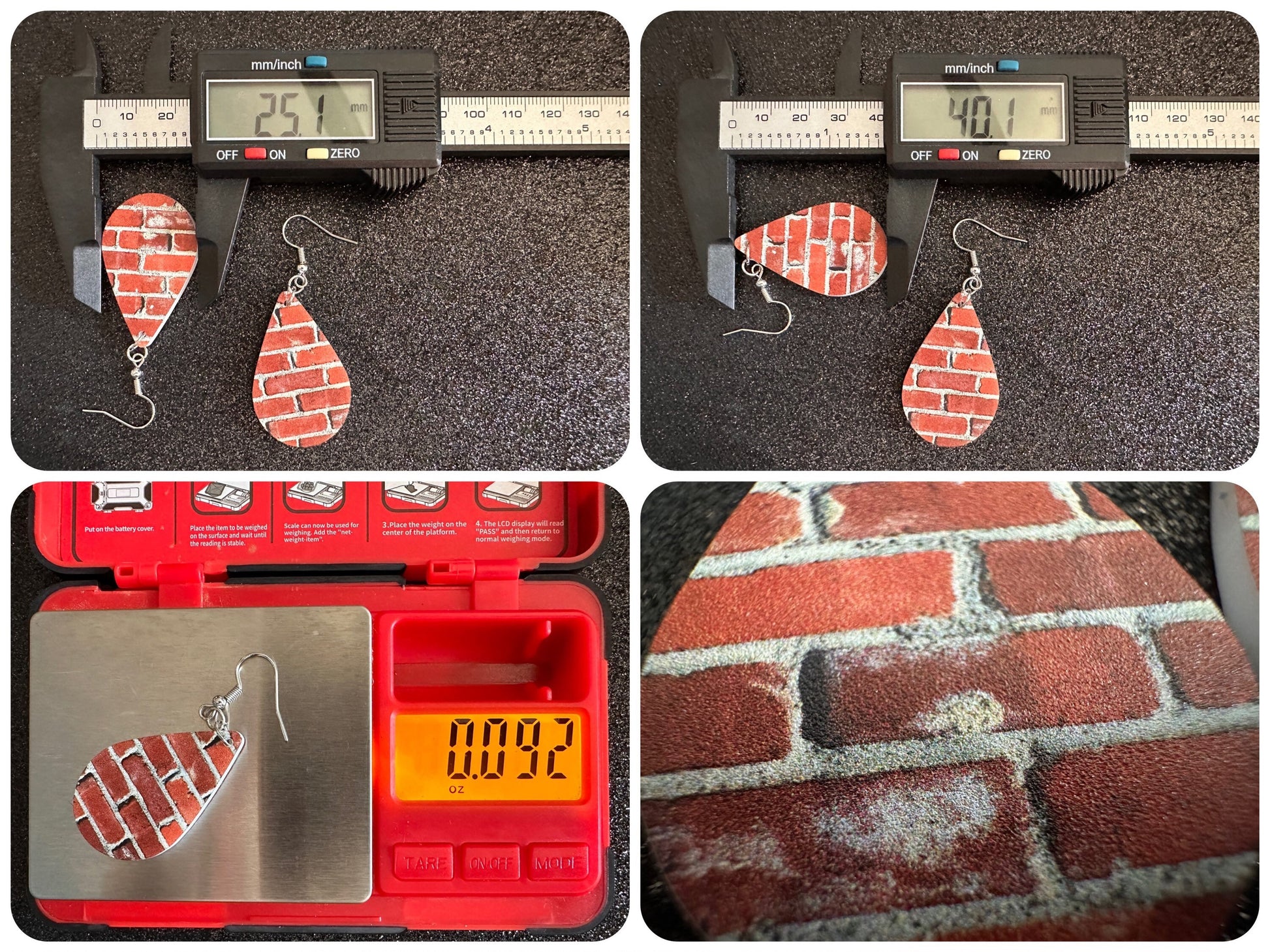 Red Brick Earrings: Laser Cut Acrylic Bricks, Brick Wall, Construction, Brick, Architecture, Building, Preppy, Best Gifts for Her/Him/Them
