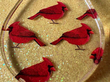 Red Cardinal Earrings: Laser Cut Acrylic Cardinals, Northern Cardinal, Birds, Feathers, Redbird, Zoo, Red Bird, Best Gifts for Her/Him/Them
