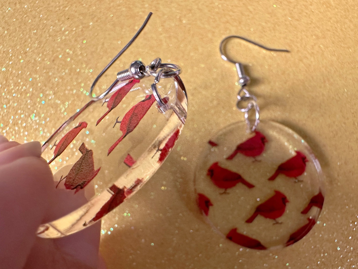 Red Cardinal Earrings: Laser Cut Acrylic Cardinals, Northern Cardinal, Birds, Feathers, Redbird, Zoo, Red Bird, Best Gifts for Her/Him/Them