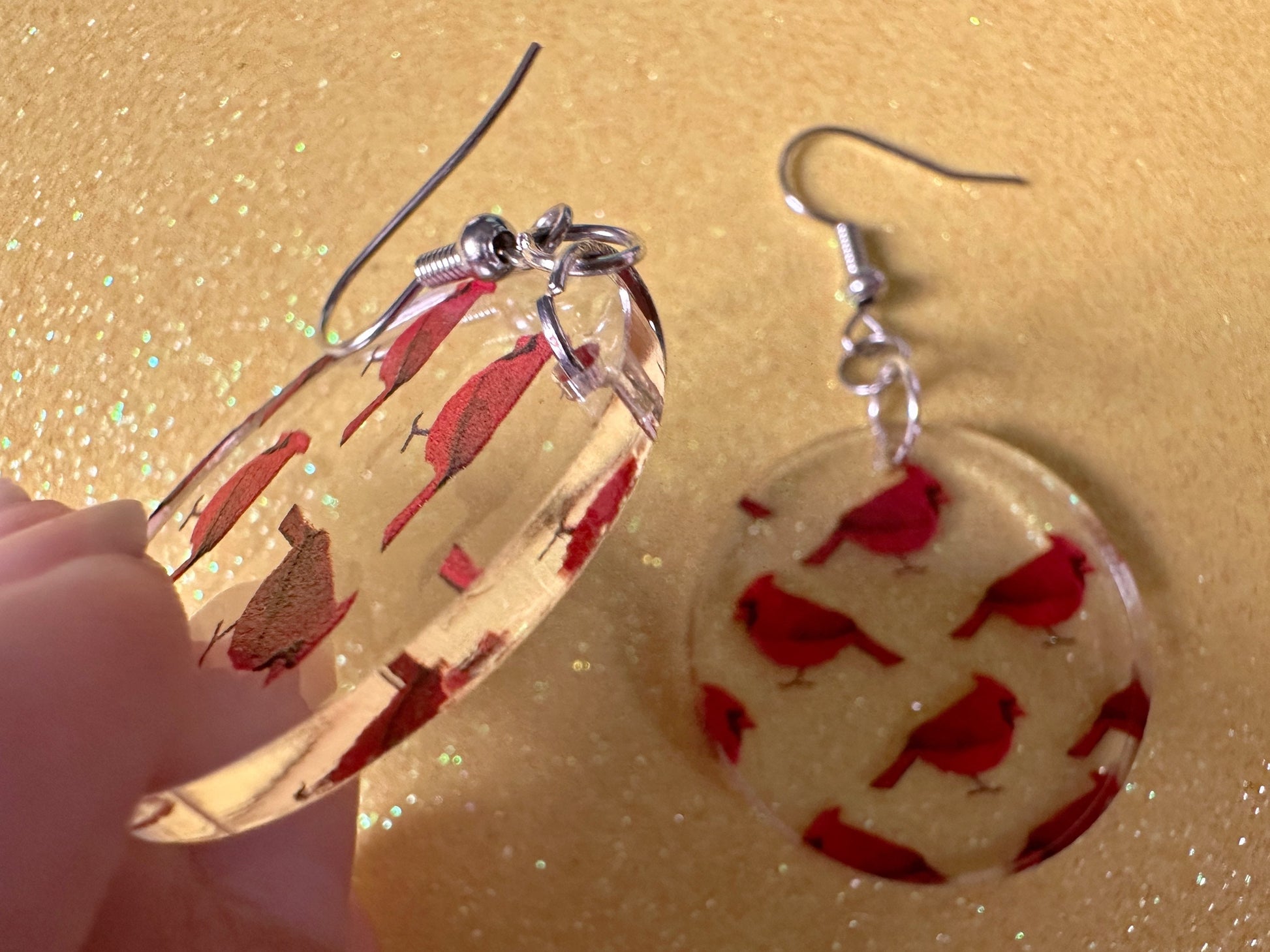 Red Cardinal Earrings: Laser Cut Acrylic Cardinals, Northern Cardinal, Birds, Feathers, Redbird, Zoo, Red Bird, Best Gifts for Her/Him/Them