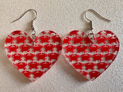 Red Crab Earrings: Laser Cut Acrylic Crabs, Sea Animal, Ocean Creatures, Aquarium, Tank, Beach, Scuba Diving, Best Gifts for Her/Him/Them