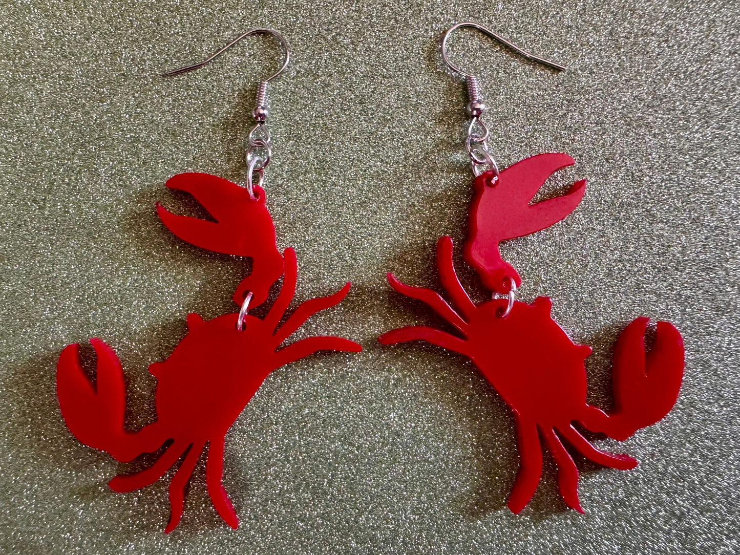 Red Crab Earrings: Laser Cut Acrylic Crabs, Sea Animal, Ocean Creatures, Aquarium, Tank, Beach, Scuba Diving, Best Gifts for Her/Him/Them