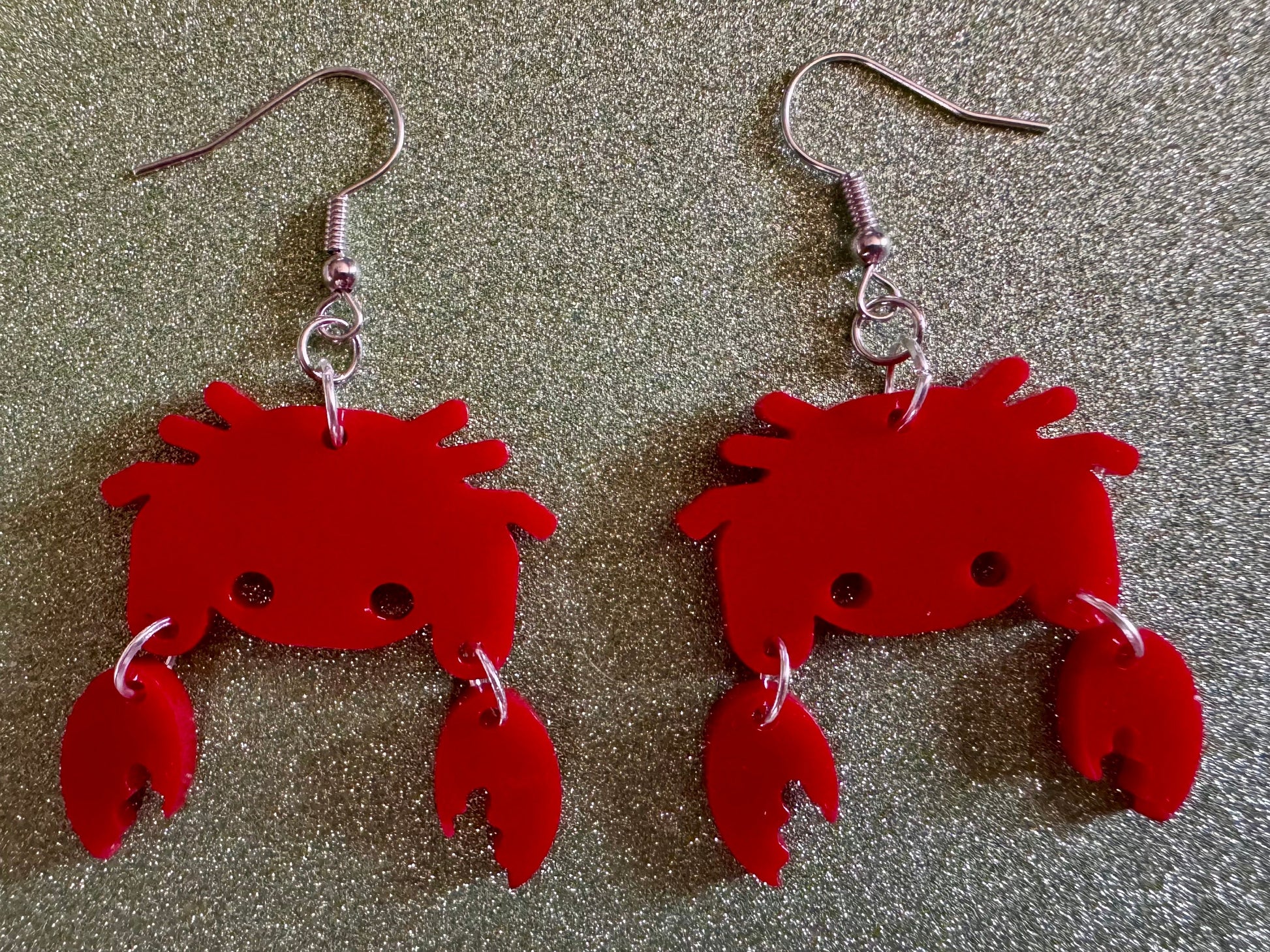 Red Crab Earrings: Laser Cut Acrylic Crabs, Sea Animal, Ocean Creatures, Aquarium, Tank, Beach, Scuba Diving, Best Gifts for Her/Him/Them