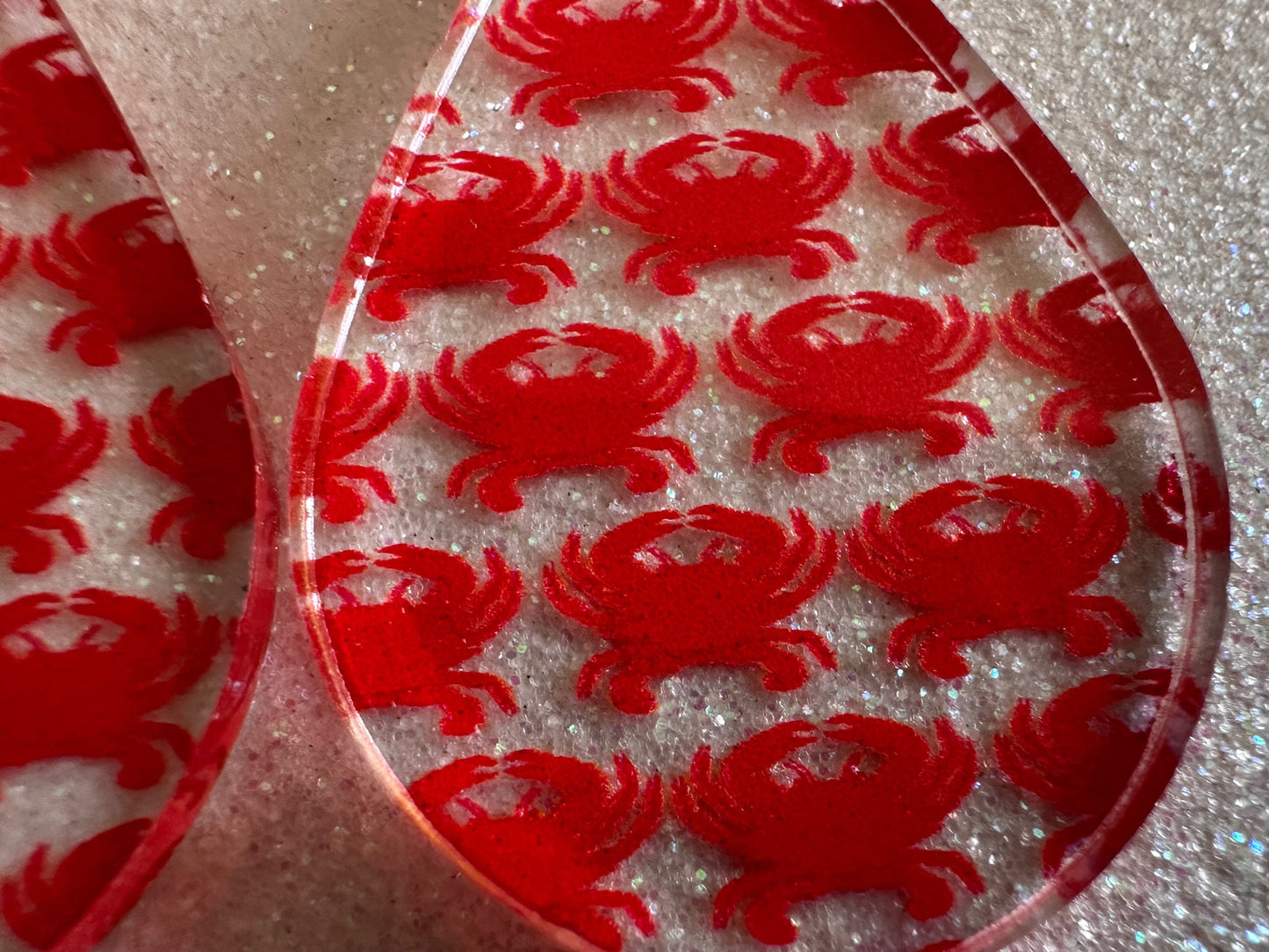 Red Crab Earrings: Laser Cut Acrylic Crabs, Sea Animal, Ocean Creatures, Aquarium, Tank, Beach, Scuba Diving, Best Gifts for Her/Him/Them