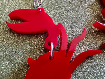 Red Crab Earrings: Laser Cut Acrylic Crabs, Sea Animal, Ocean Creatures, Aquarium, Tank, Beach, Scuba Diving, Best Gifts for Her/Him/Them